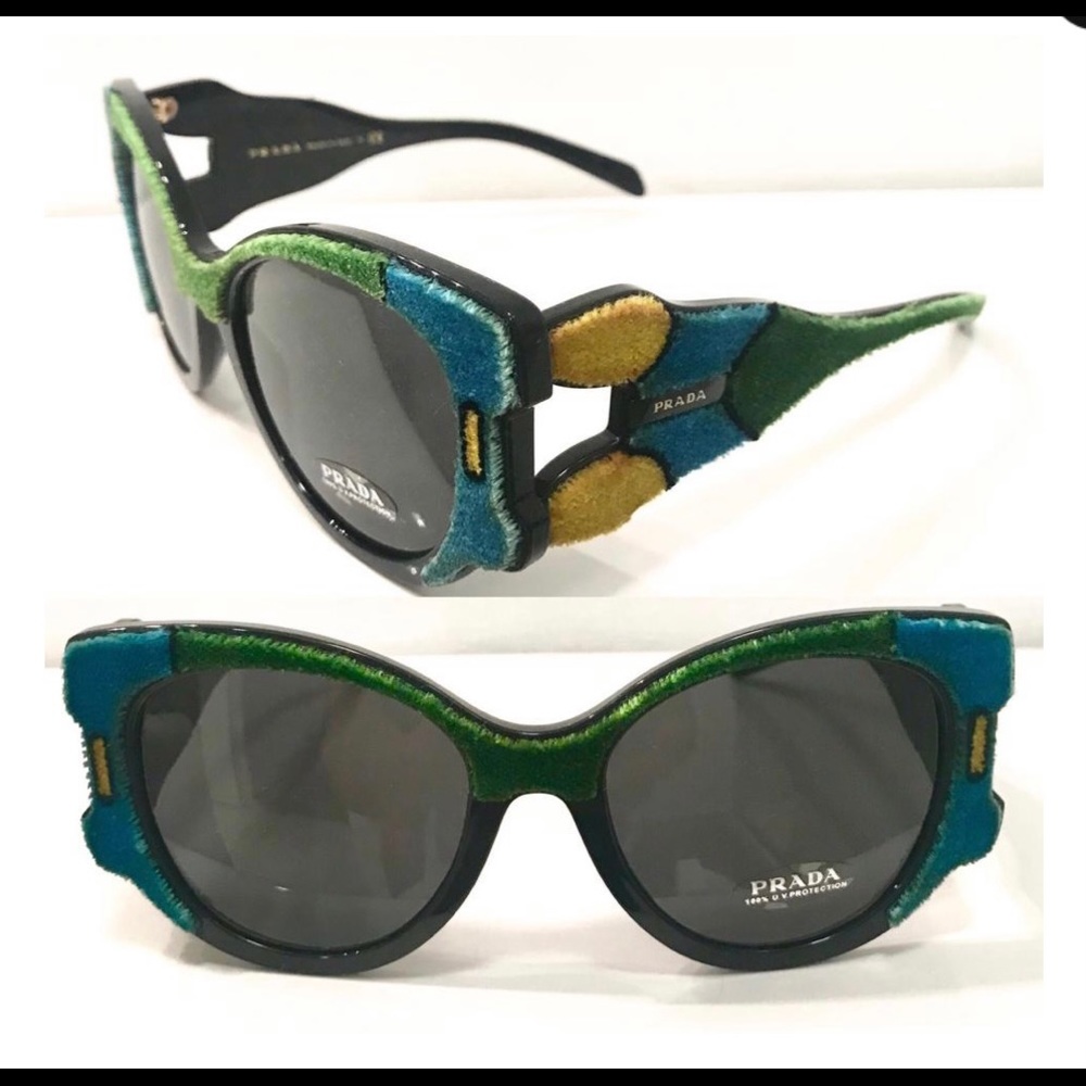 Prada velvet butterfly sunglasses - blue green